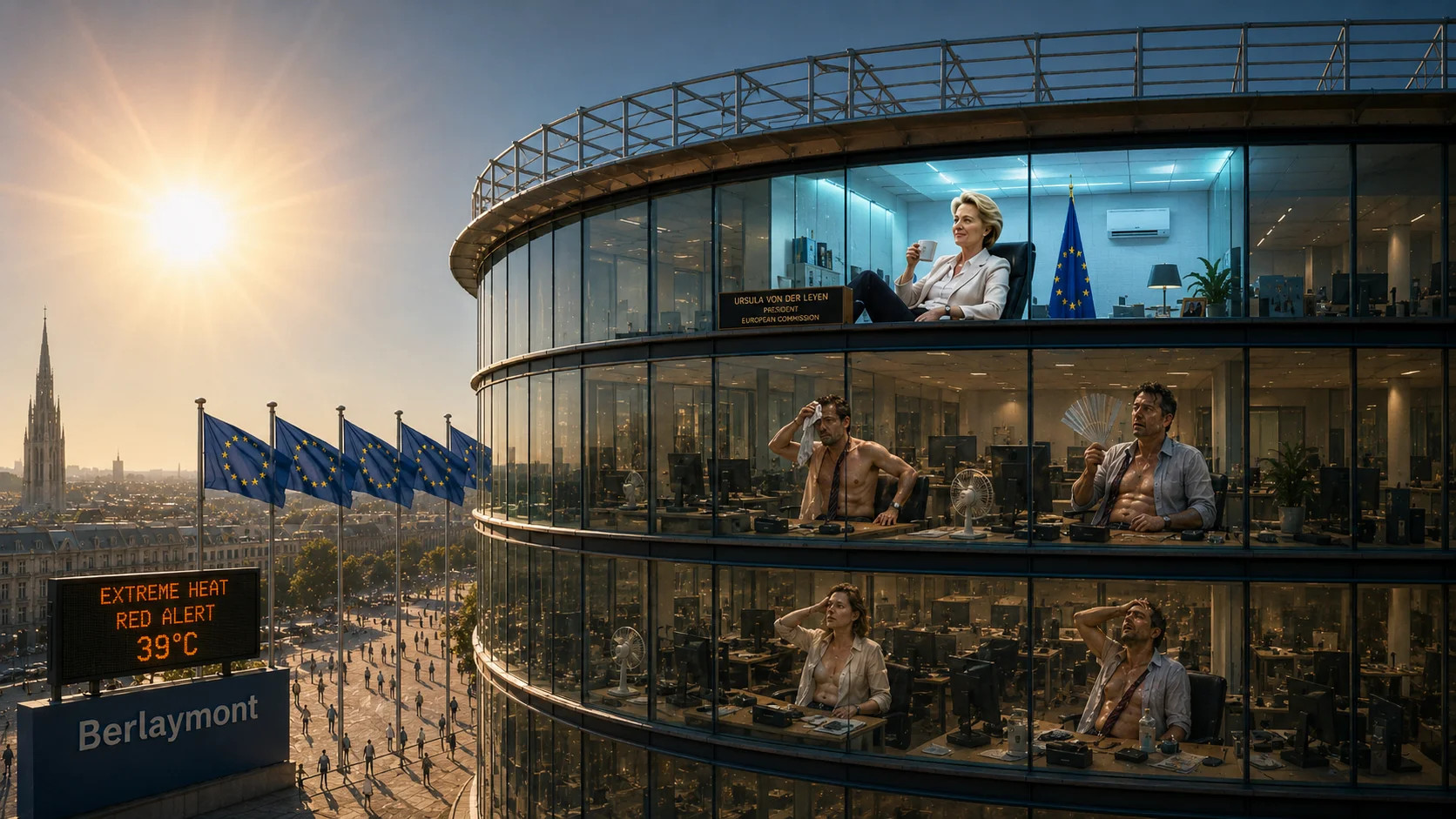 EU Commission Shows True Endurance: Sacrificing Lower Floor Comfort to Keep Europe’s Finest Minds Cool and Focused